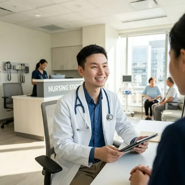 Doctor reviewing electronic medical records on a tablet