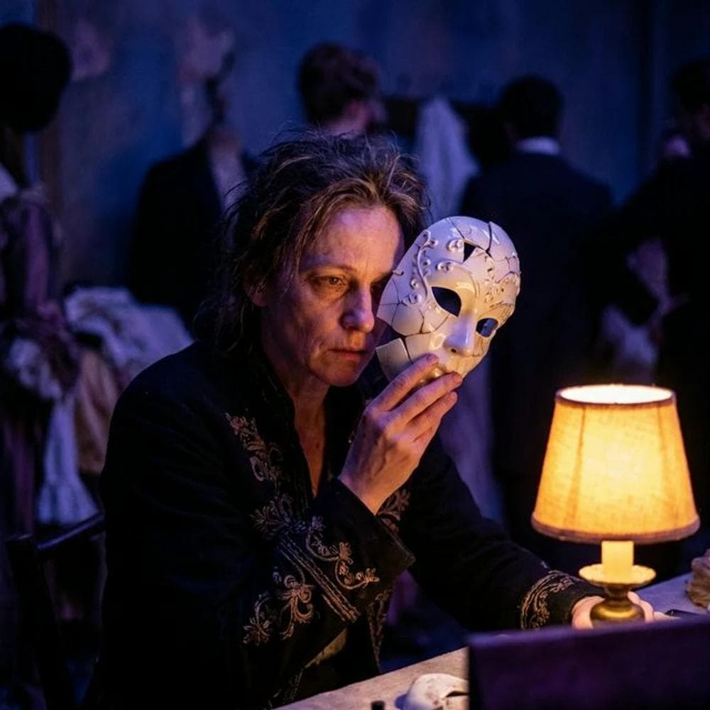 A powerful conceptual representation of removing the mask.